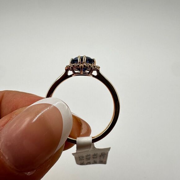 NWT .96ct Ceylon Sapphire and .19ct natural diamond accent ring in 14k YG! - Picture 6 of 16